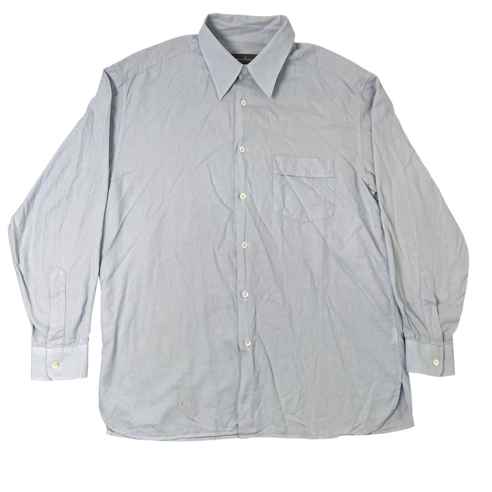 Ermenegildo Zegna Button Up Shirt Mens XL Blue Solid Long Sleeve Luxury‎ Italy